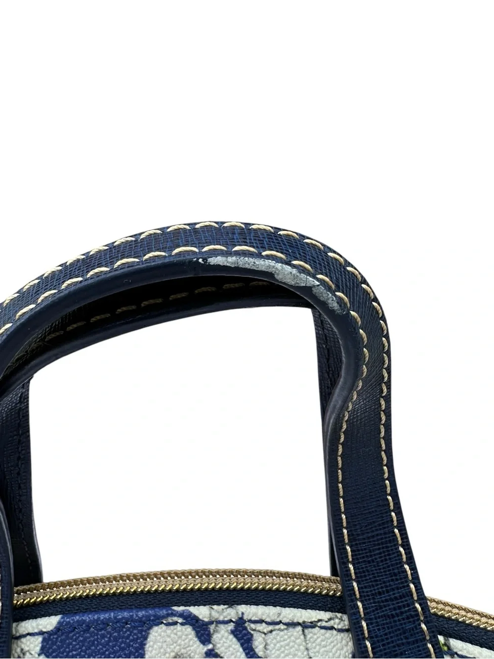Dooney & Bourke Navy Blue Floral Small Domed Satchel with White Hydrangeas